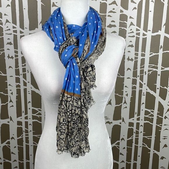 Cruise Ready Cornflower Blue Polka Dot Scarf Wrap - Picture 8 of 10